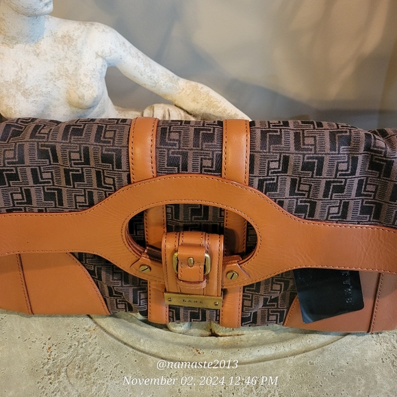 L.A.M.B. Gwen Stefani Brimley Clutch Signature Jacquard Leather Designer #55 - Picture 4 of 12